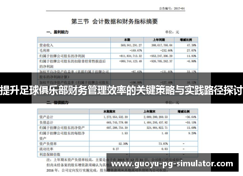 提升足球俱乐部财务管理效率的关键策略与实践路径探讨